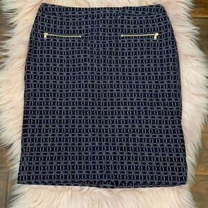 Talbots Print Design Zipper Pockets Skirt Work Wear Office Casual Business